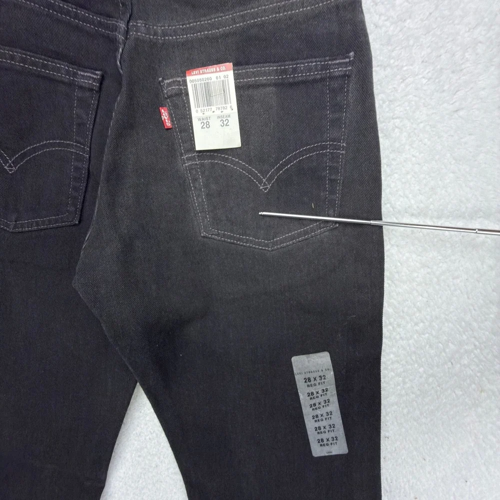 Levis 505 Regular Fit Straight Leg Jeans Mens 28x32 Black NWT NOS Vintage‎